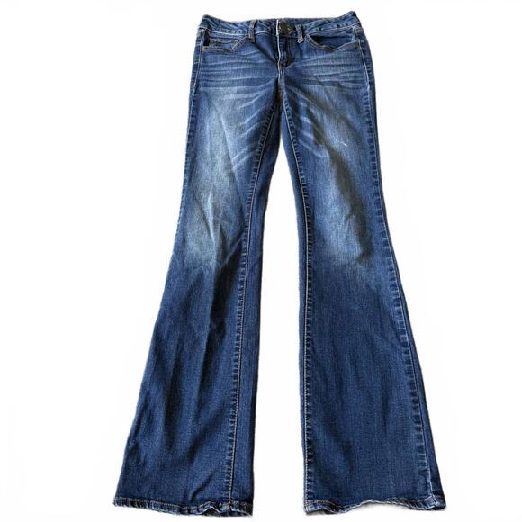 Denim - SO Denim Flare Jeans Size 5 Dark Wash Raw Hem Low Rise Y2K Size 5